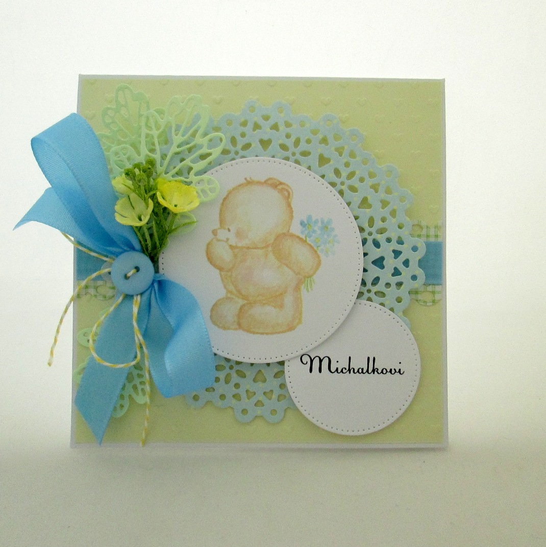 Přání k narození miminka: Bear Blue Boy