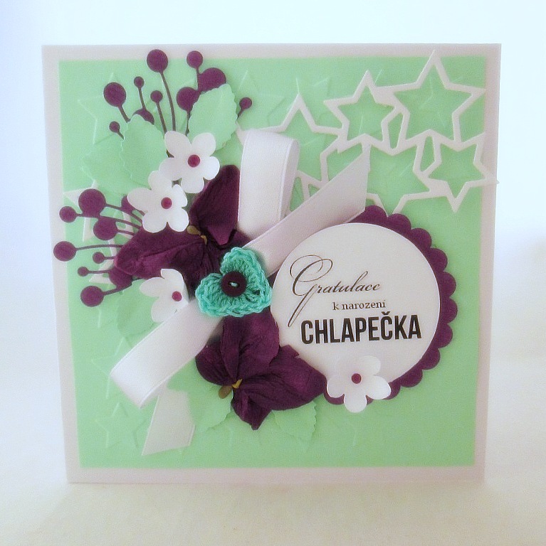 Přání k narození miminka: Boy Mint & Orchid